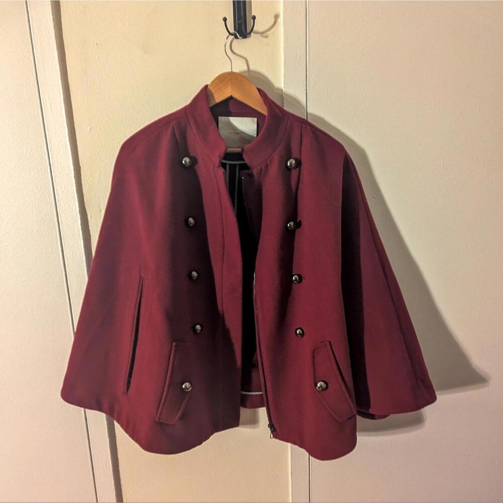 Elegant Anthropologie Burgundy Cape Coat